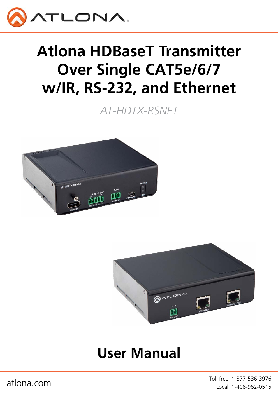 Atlona AT HDTX RSNET User Manual | 9 pages