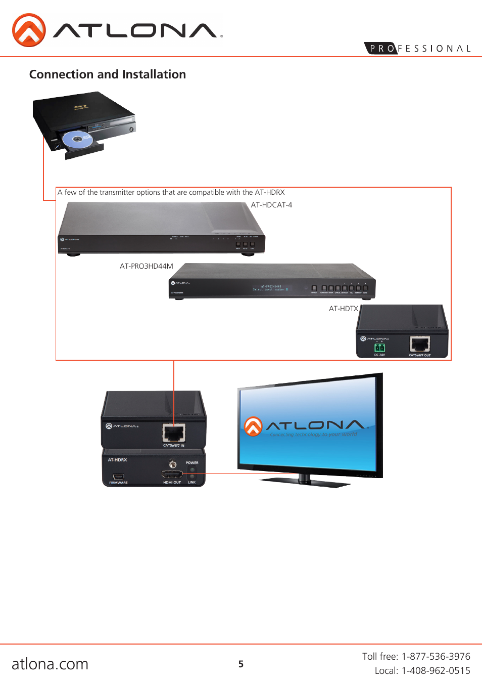 Connection and installation | Atlona AT HDRX User Manual | Page 5 / 8