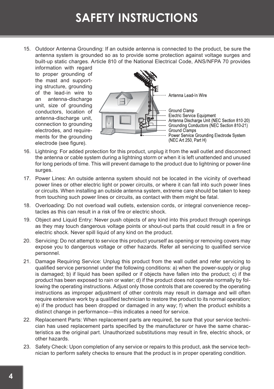 Safety instructions | COBY TF-DVD5605 User Manual | Page 4 / 28