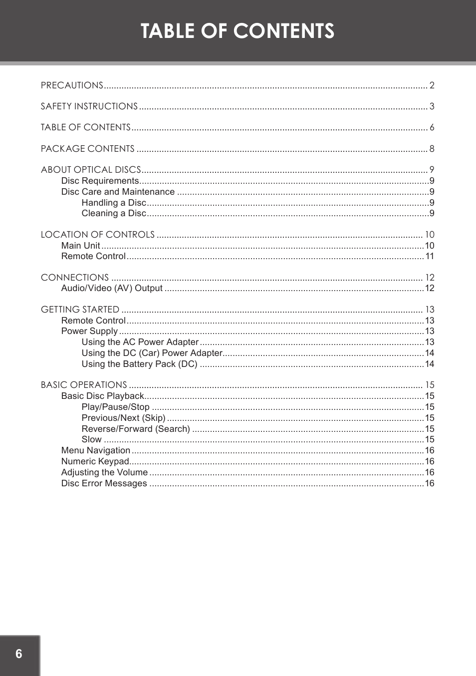 COBY TF-DVD5605 User Manual | Page 6 / 28