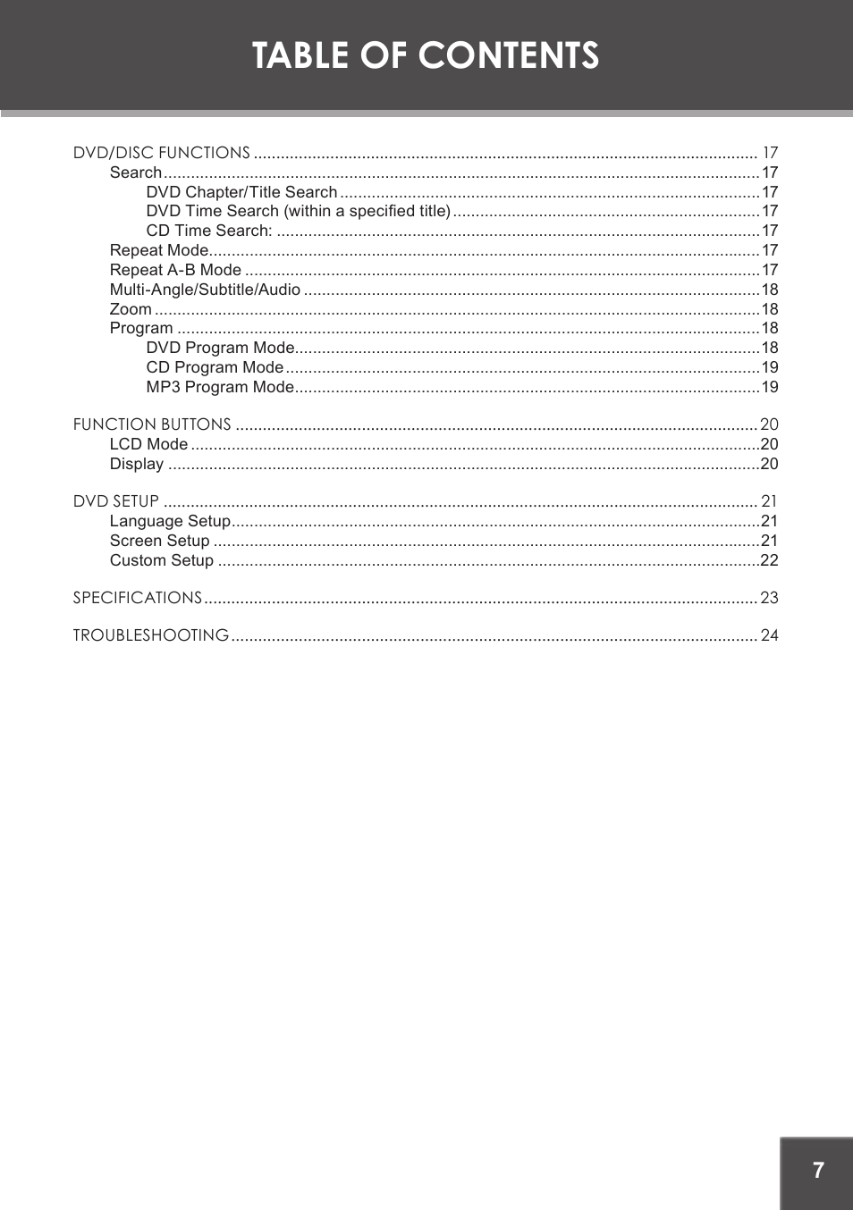 COBY TF-DVD5605 User Manual | Page 7 / 28