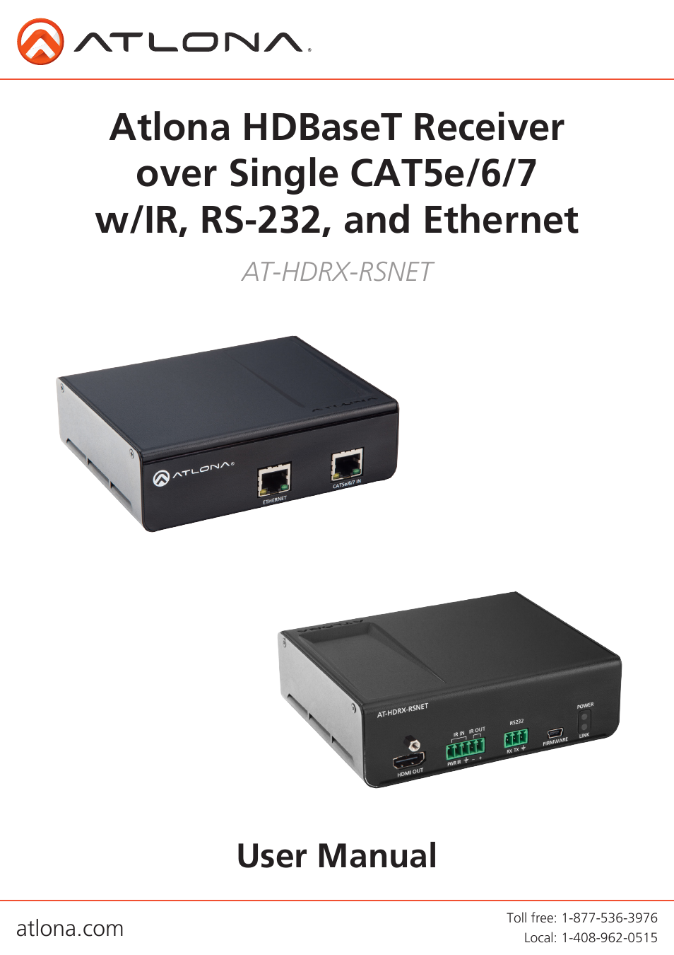 Atlona AT HDRX RSNET User Manual | 11 pages