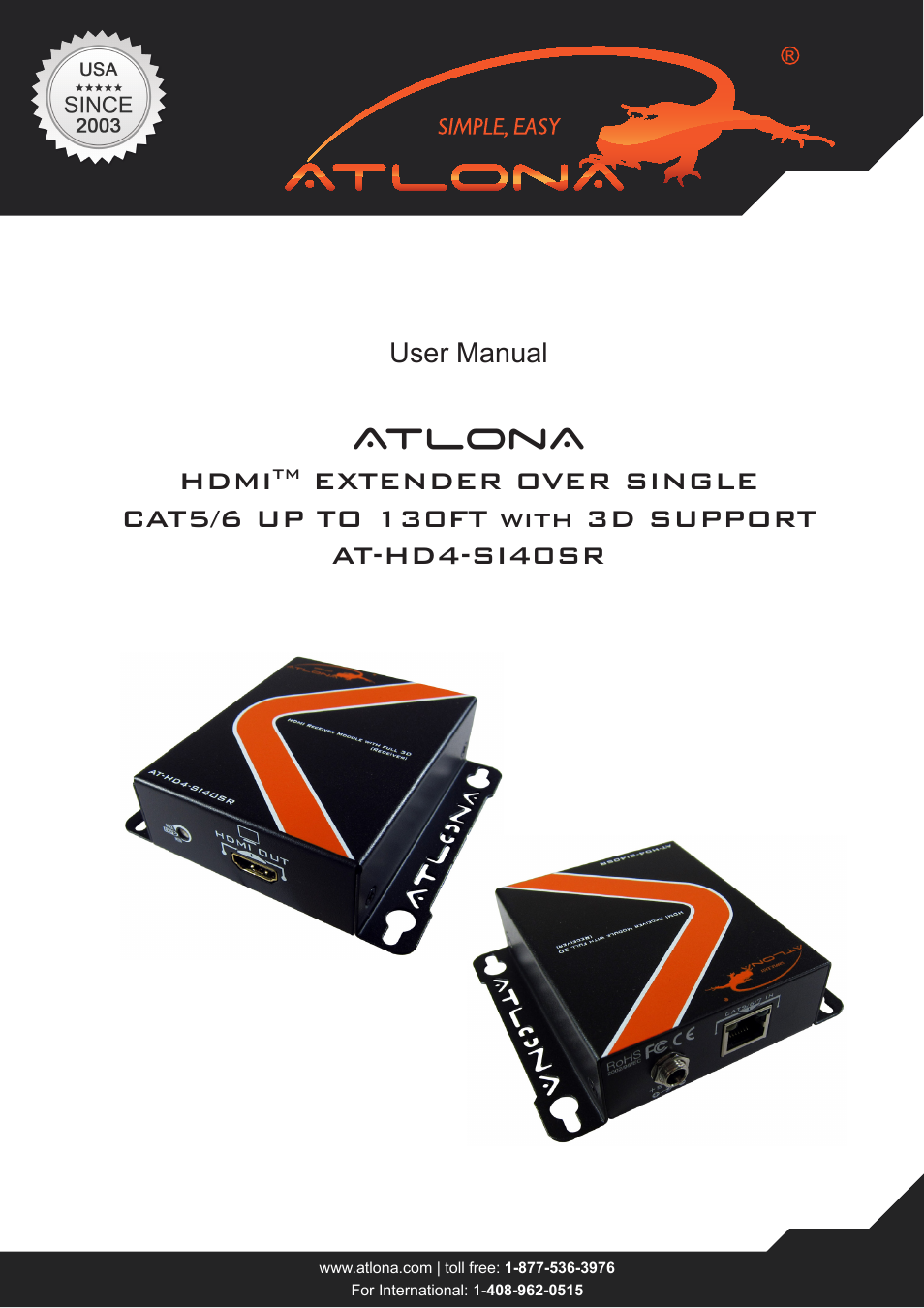 Atlona AT HD4 SI40SR User Manual | 12 pages