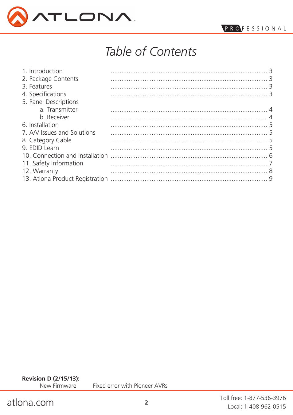 Atlona AT HD4 SI40SR V3 User Manual | Page 2 / 9