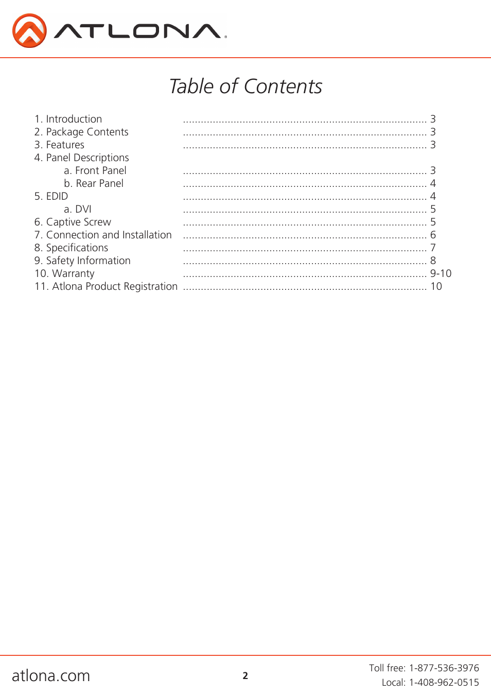 Atlona AT HDDA 8-16 V1 User Manual | Page 2 / 10