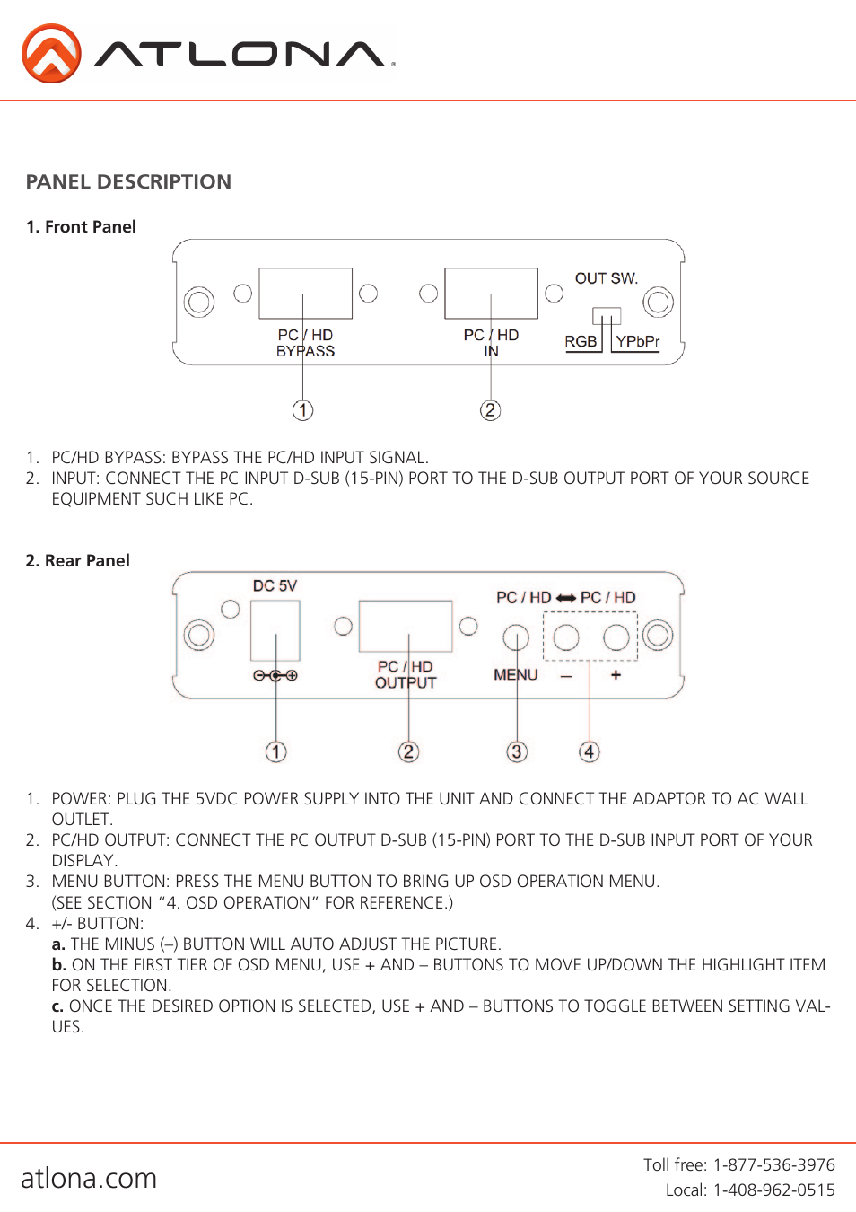 Atlona AT VGA300CV User Manual | Page 4 / 9