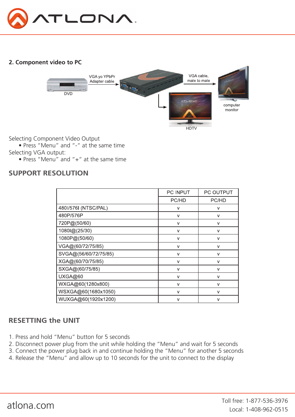 Atlona AT VGA300CV User Manual | Page 6 / 9
