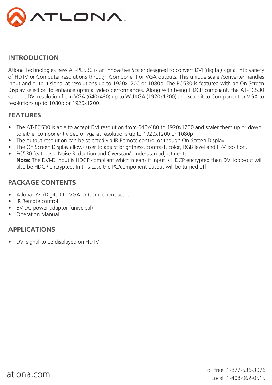 Atlona AT PC530 User Manual | Page 3 / 11
