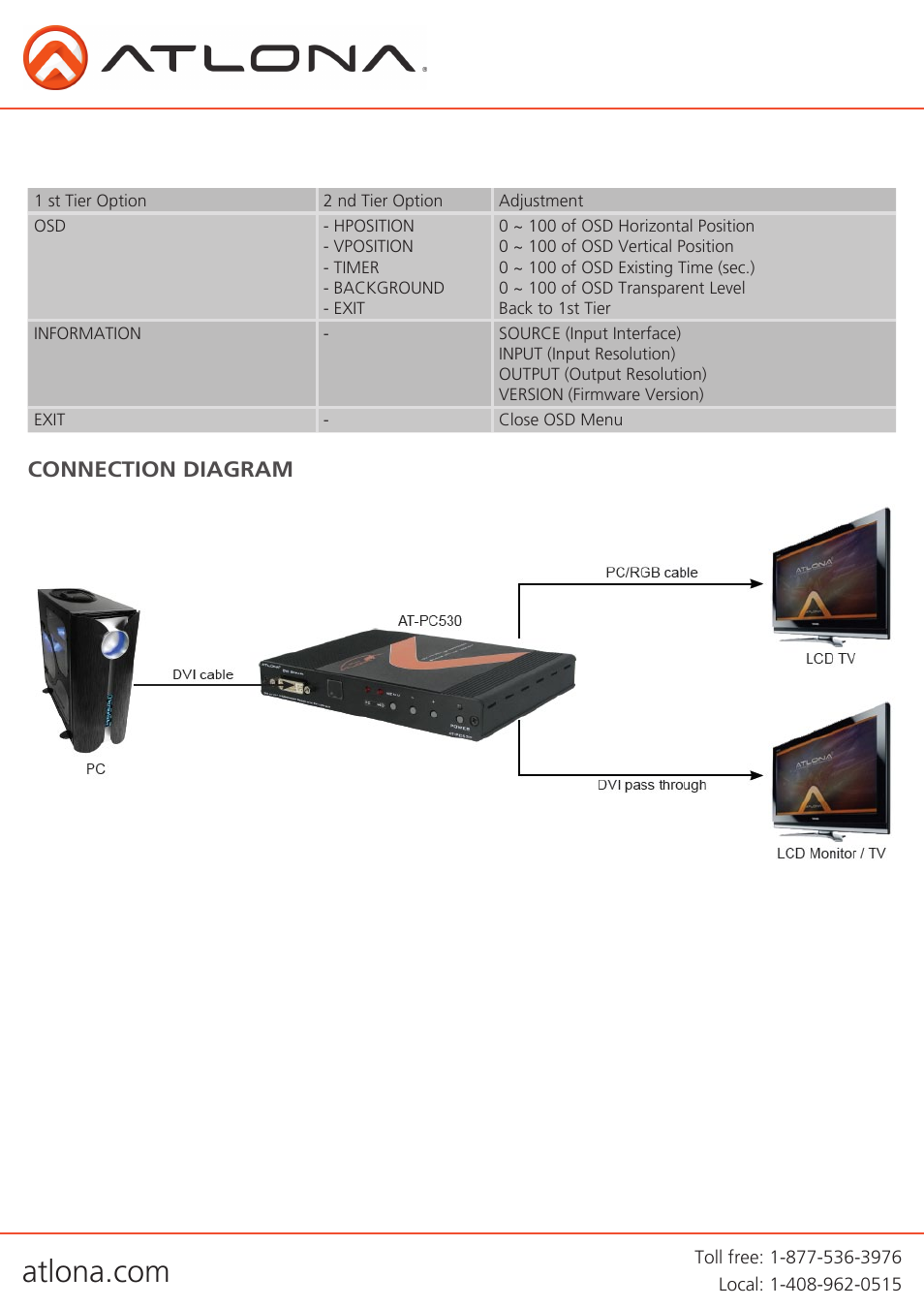 Connection diagram | Atlona AT PC530 User Manual | Page 7 / 11