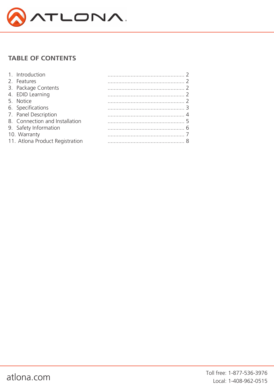 Atlona AT HD610 User Manual | Page 2 / 9