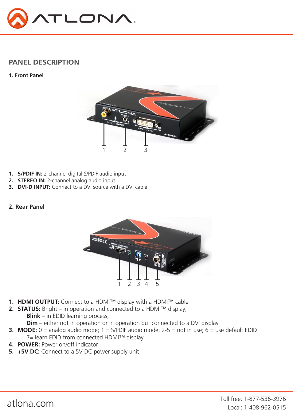Atlona AT HD610 User Manual | Page 5 / 9
