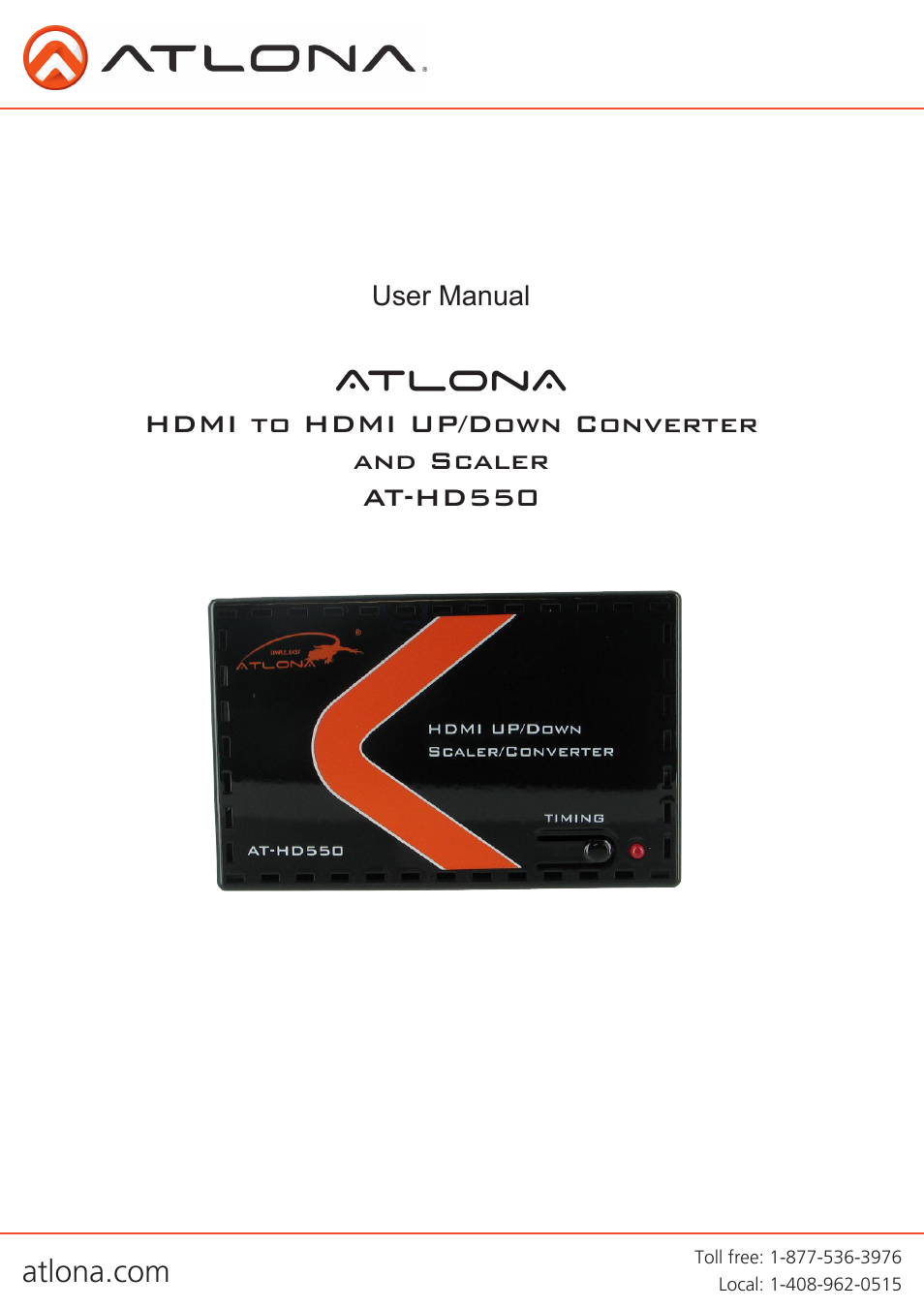 Atlona AT HD550 User Manual | 8 pages