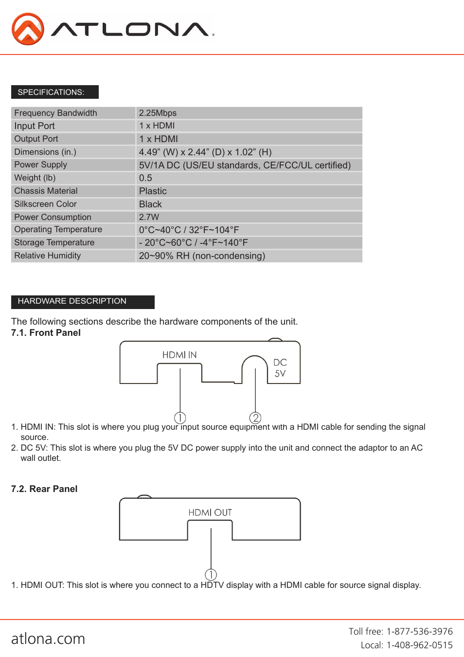 Atlona AT HD550 User Manual | Page 4 / 8