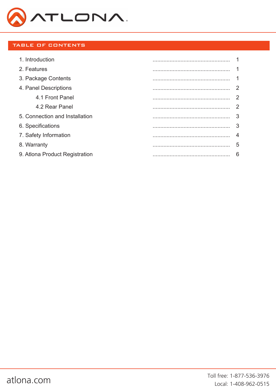 Atlona AT HD530 User Manual | Page 2 / 8