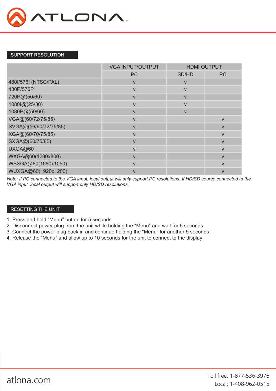 Atlona AT HD510VGA User Manual | Page 9 / 12