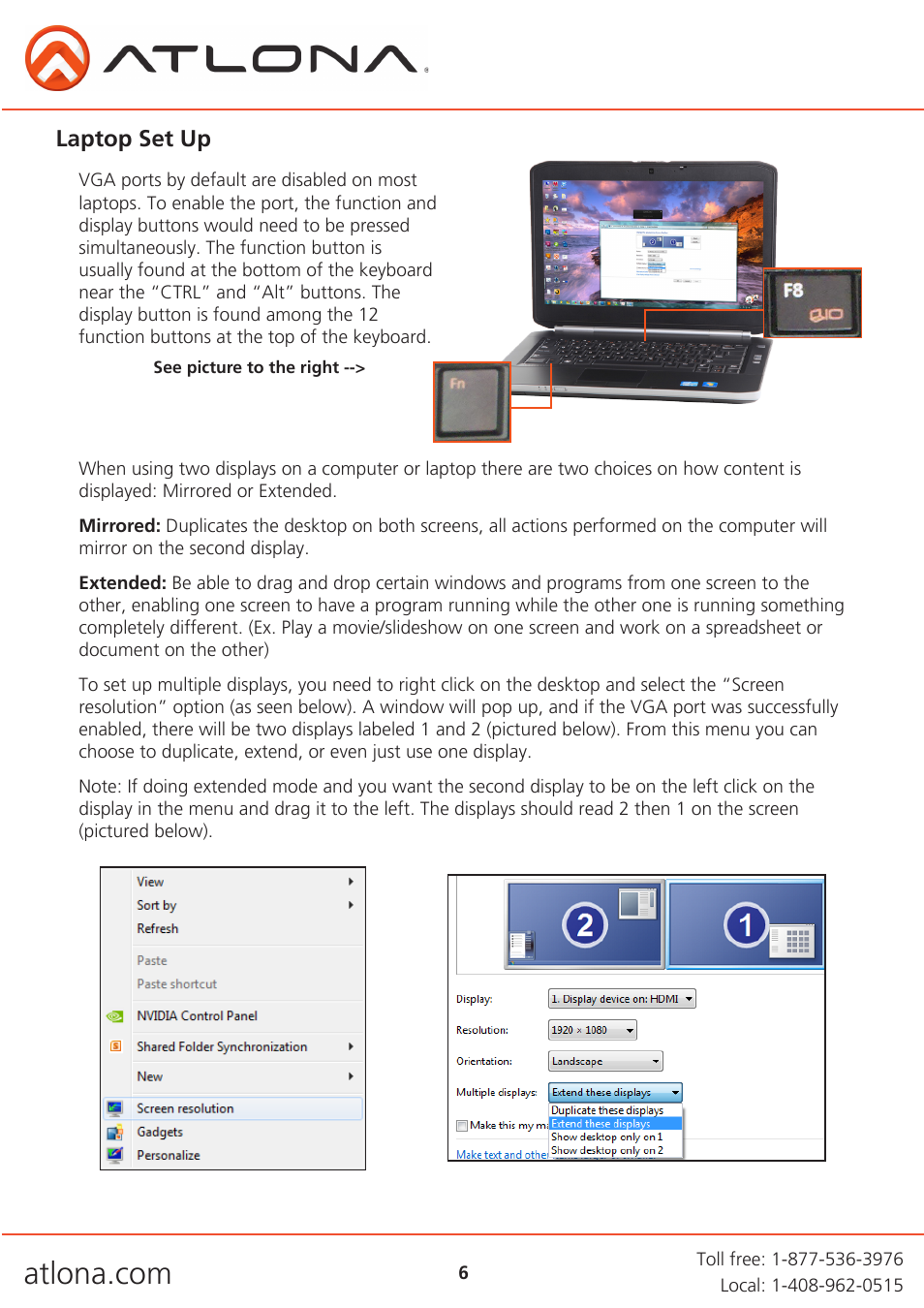 Laptop set up | Atlona AT HD500 User Manual | Page 6 / 11