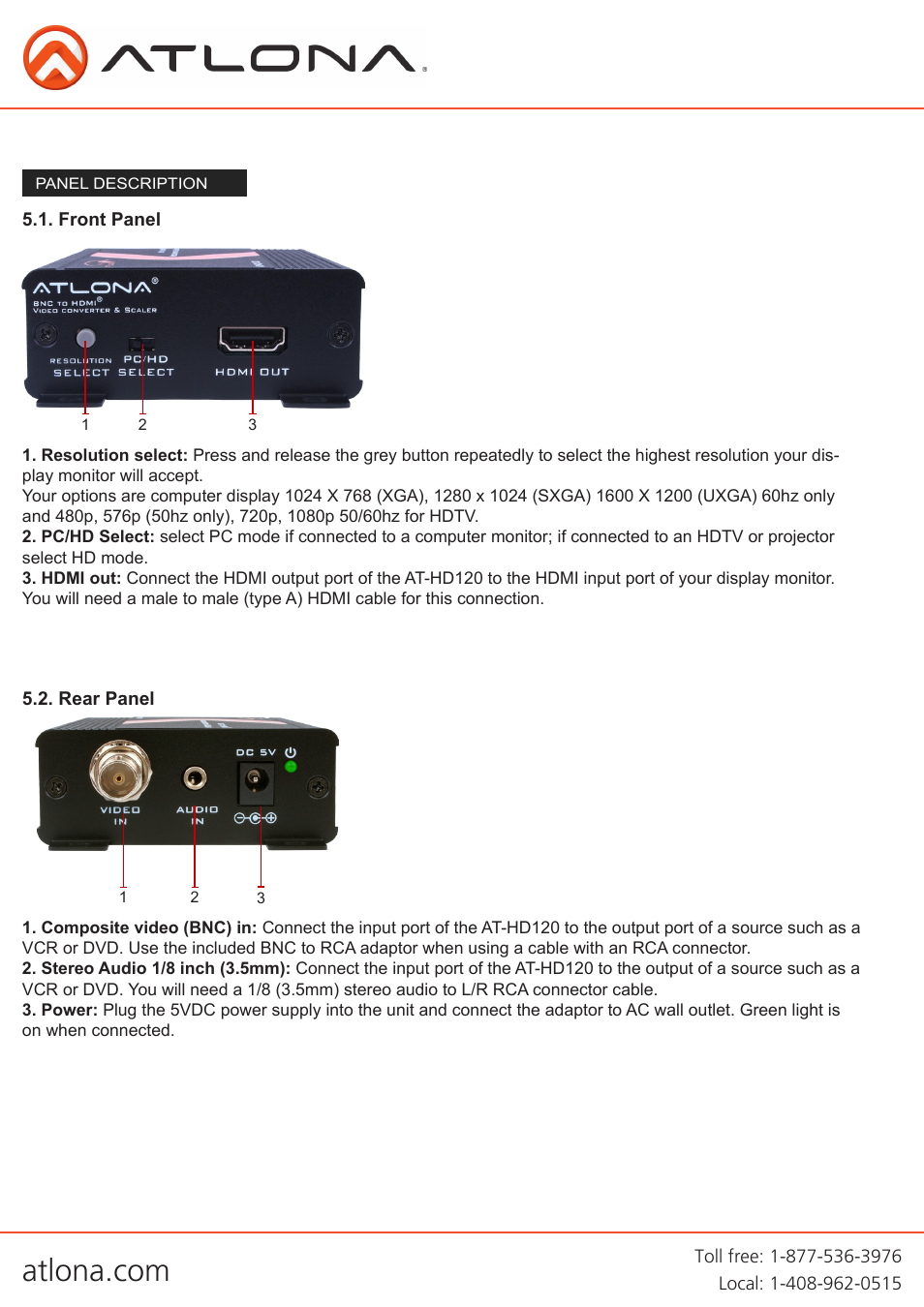 Atlona AT HD120 User Manual | Page 4 / 8