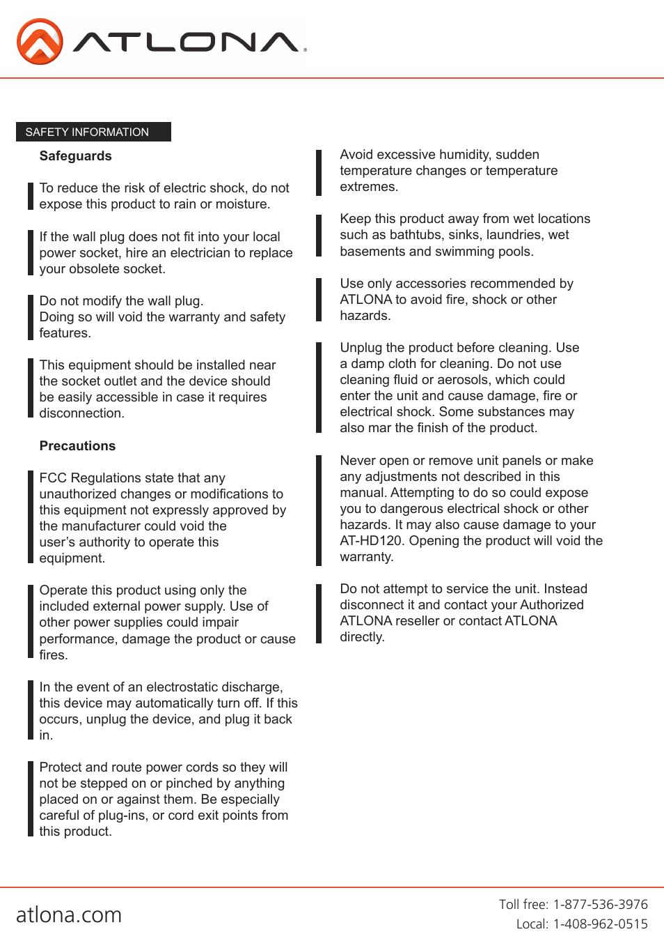 Atlona AT HD120 User Manual | Page 6 / 8