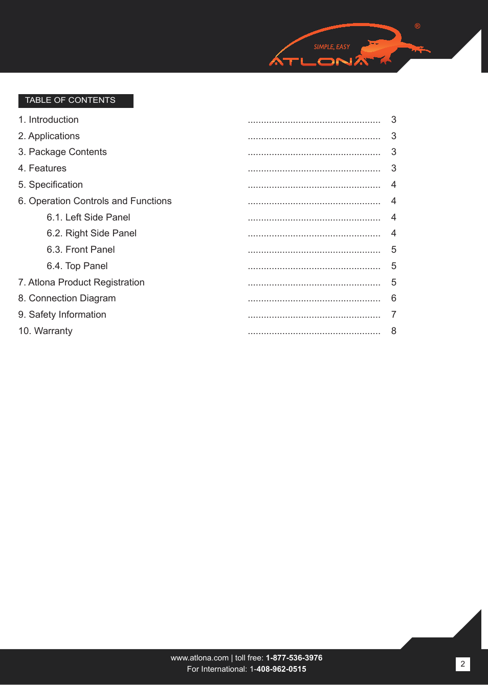 Atlona AT AVS100 User Manual | Page 2 / 8