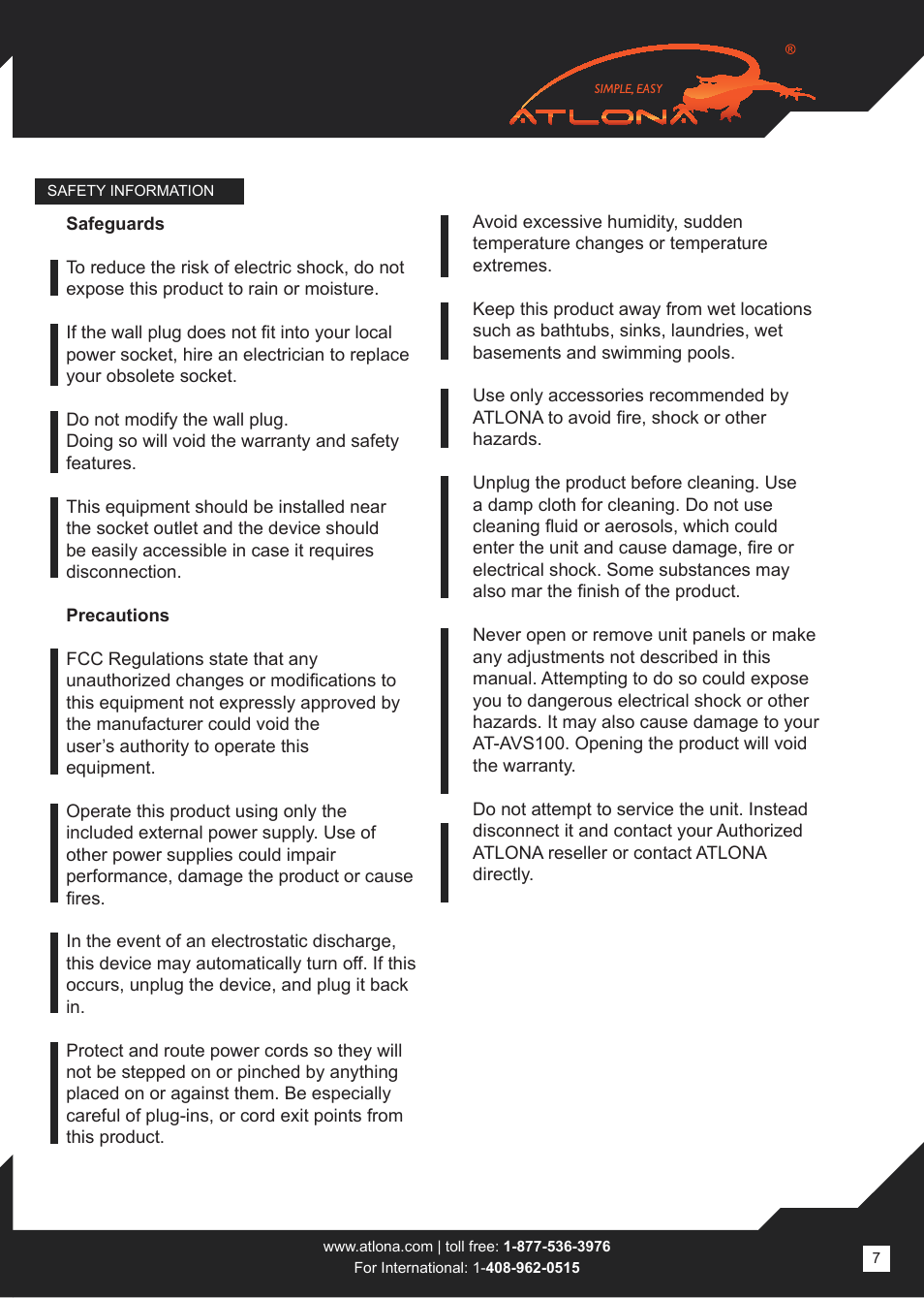 Atlona AT AVS100 User Manual | Page 7 / 8