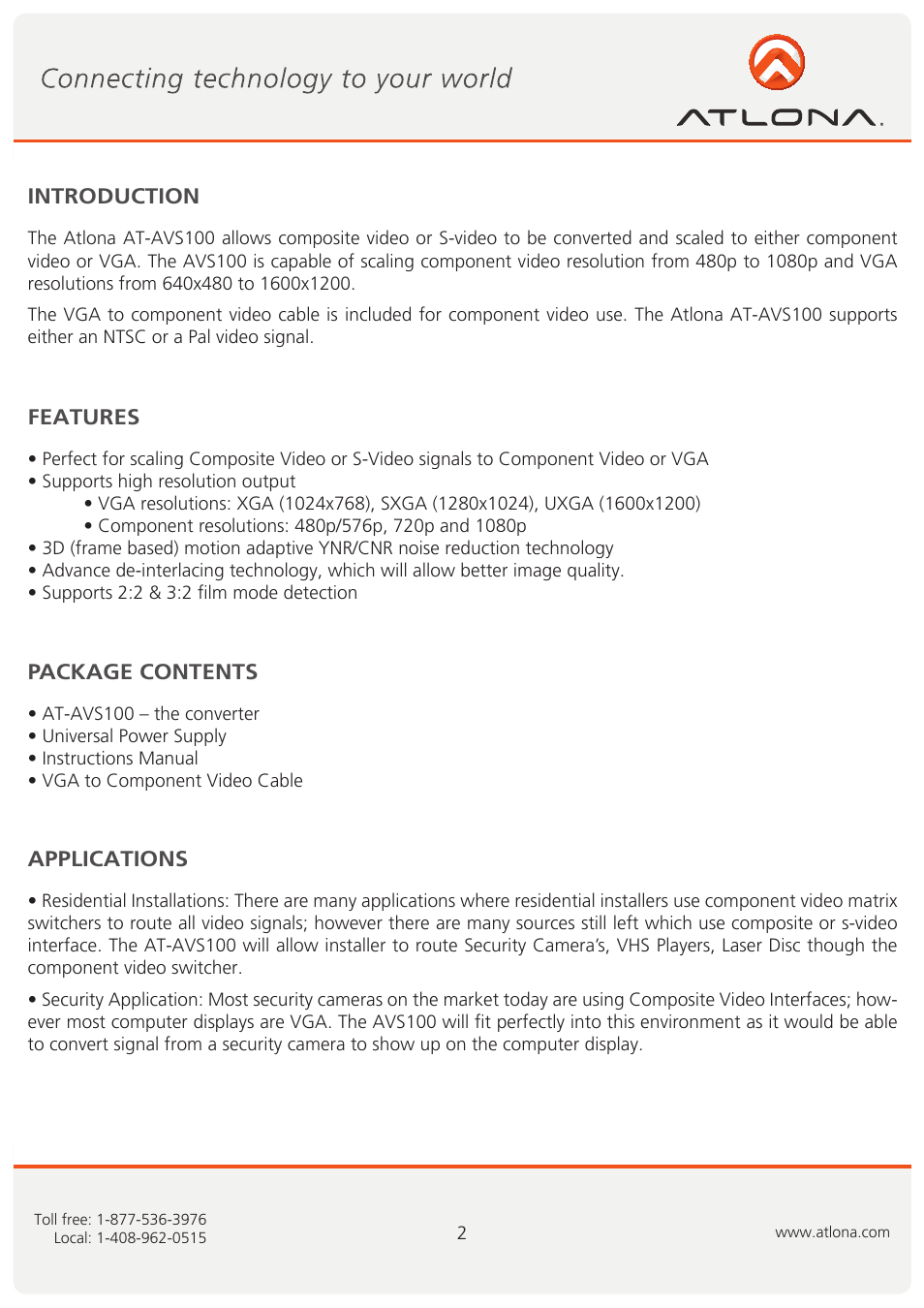 Atlona AT AVS100 Web V2 User Manual | Page 3 / 8