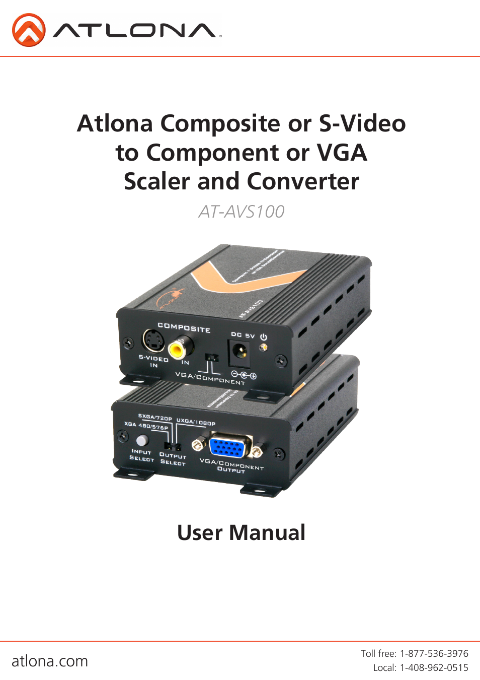 Atlona AT AVS100 V3 User Manual | 8 pages