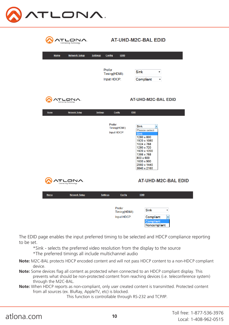 Atlona AT UHD M2C BAL User Manual | Page 10 / 18