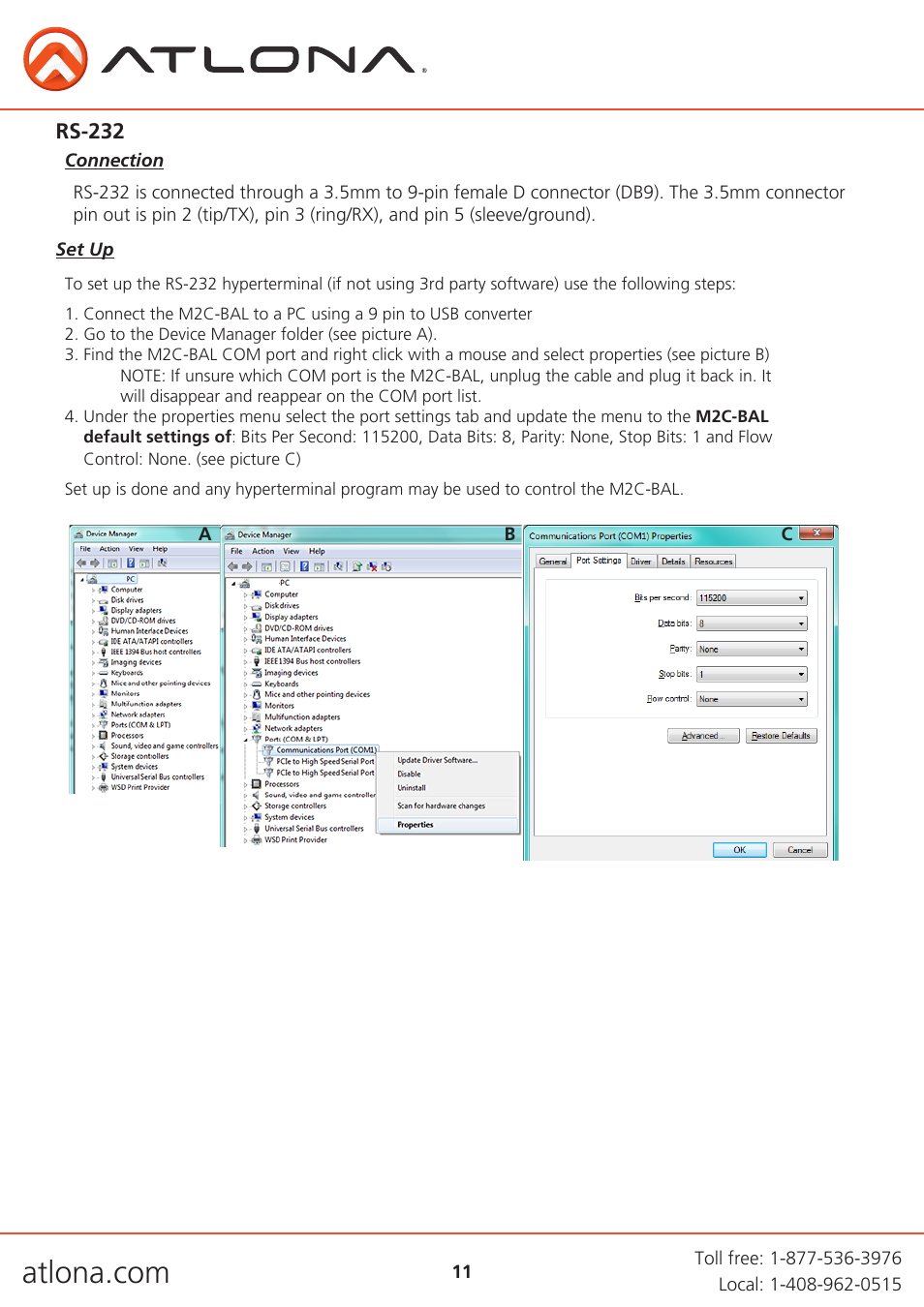 Atlona AT UHD M2C BAL User Manual | Page 11 / 18