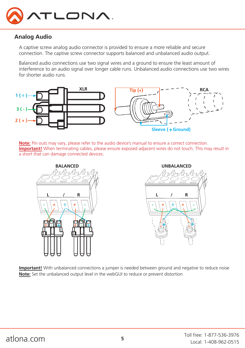 Analog audio | Atlona AT UHD M2C BAL User Manual | Page 5 / 18