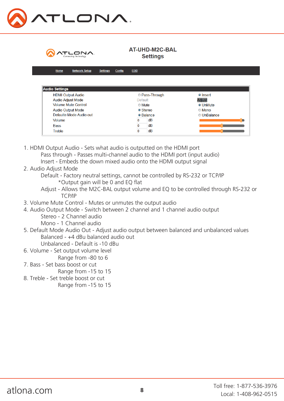 Atlona AT UHD M2C BAL User Manual | Page 8 / 18