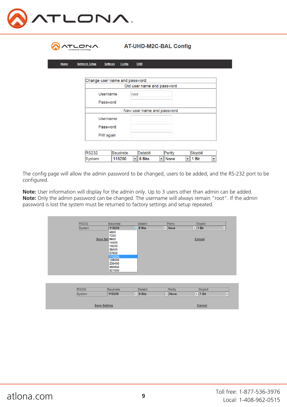 Atlona AT UHD M2C BAL User Manual | Page 9 / 18