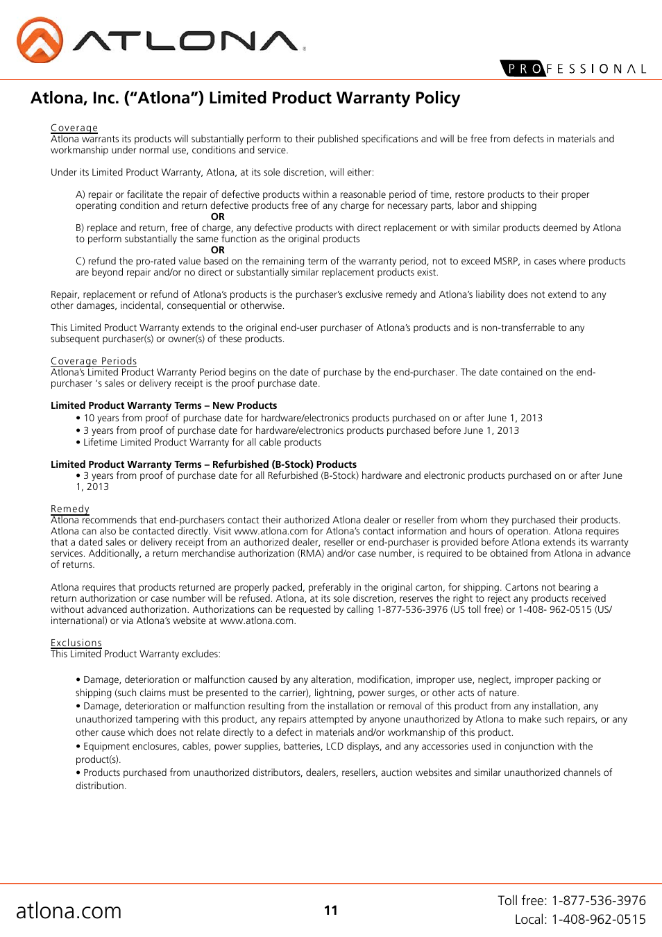 Atlona AT PA100 G2a4 User Manual | Page 11 / 12