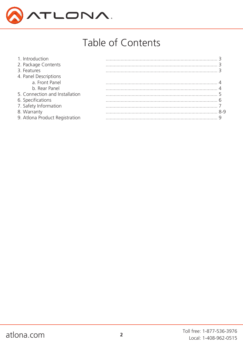 Atlona AT HD570 V4 User Manual | Page 2 / 9