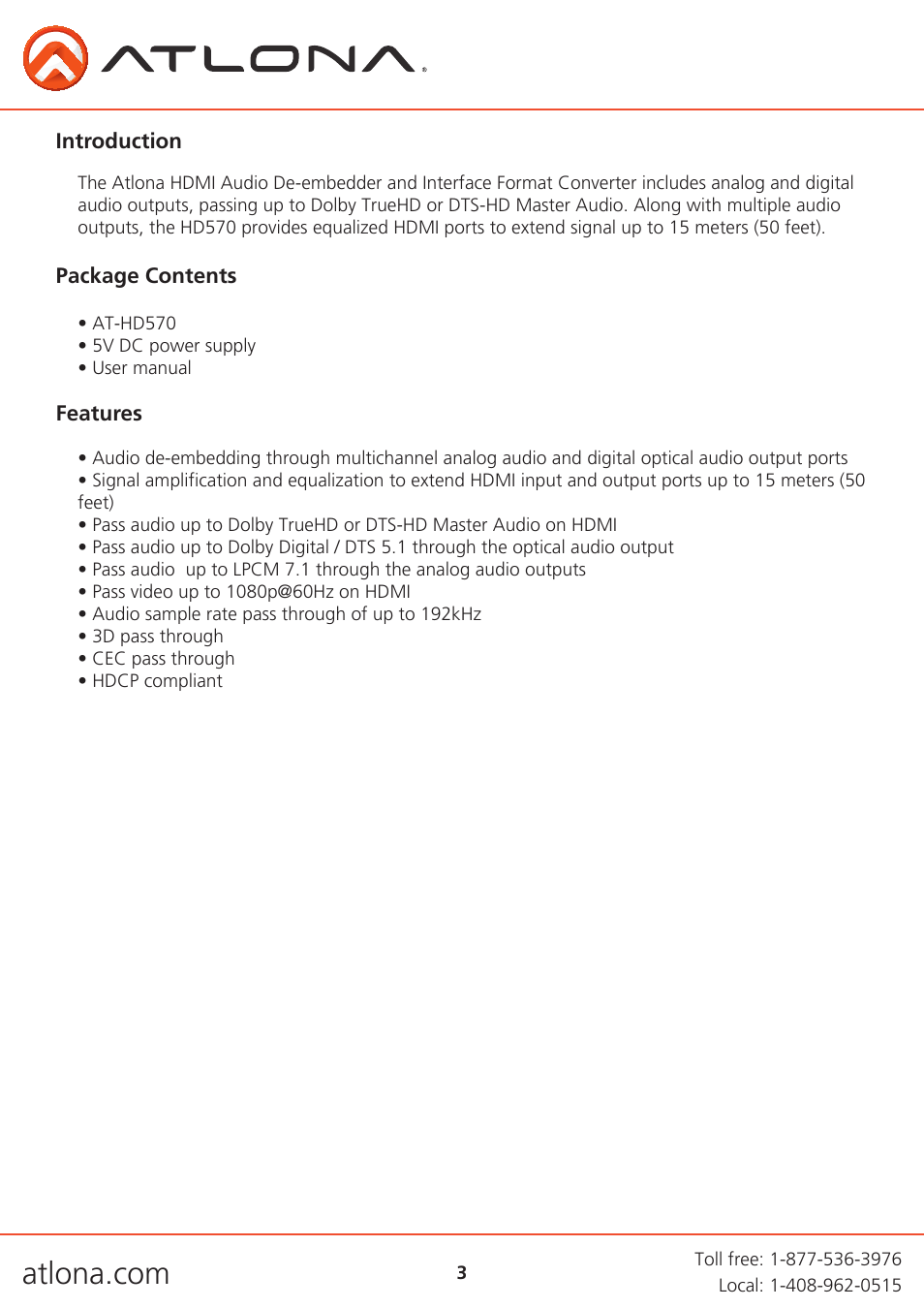 Atlona AT HD570 V4 User Manual | Page 3 / 9