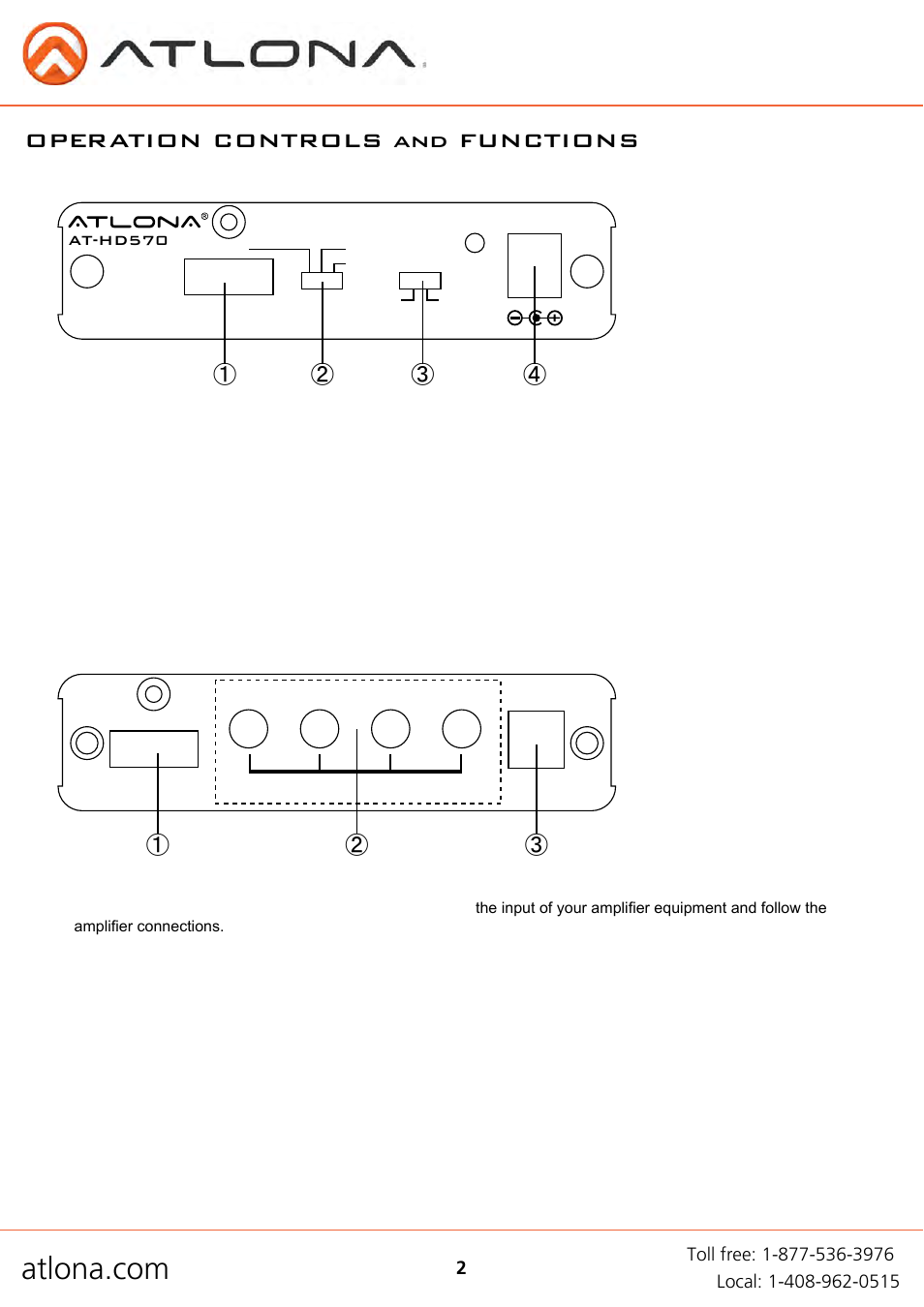 Operation controls and functions | Atlona AT HD570 V3 User Manual | Page 4 / 8