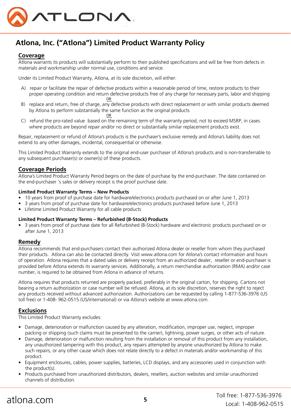 Atlona AT HD570 V3 User Manual | Page 7 / 8