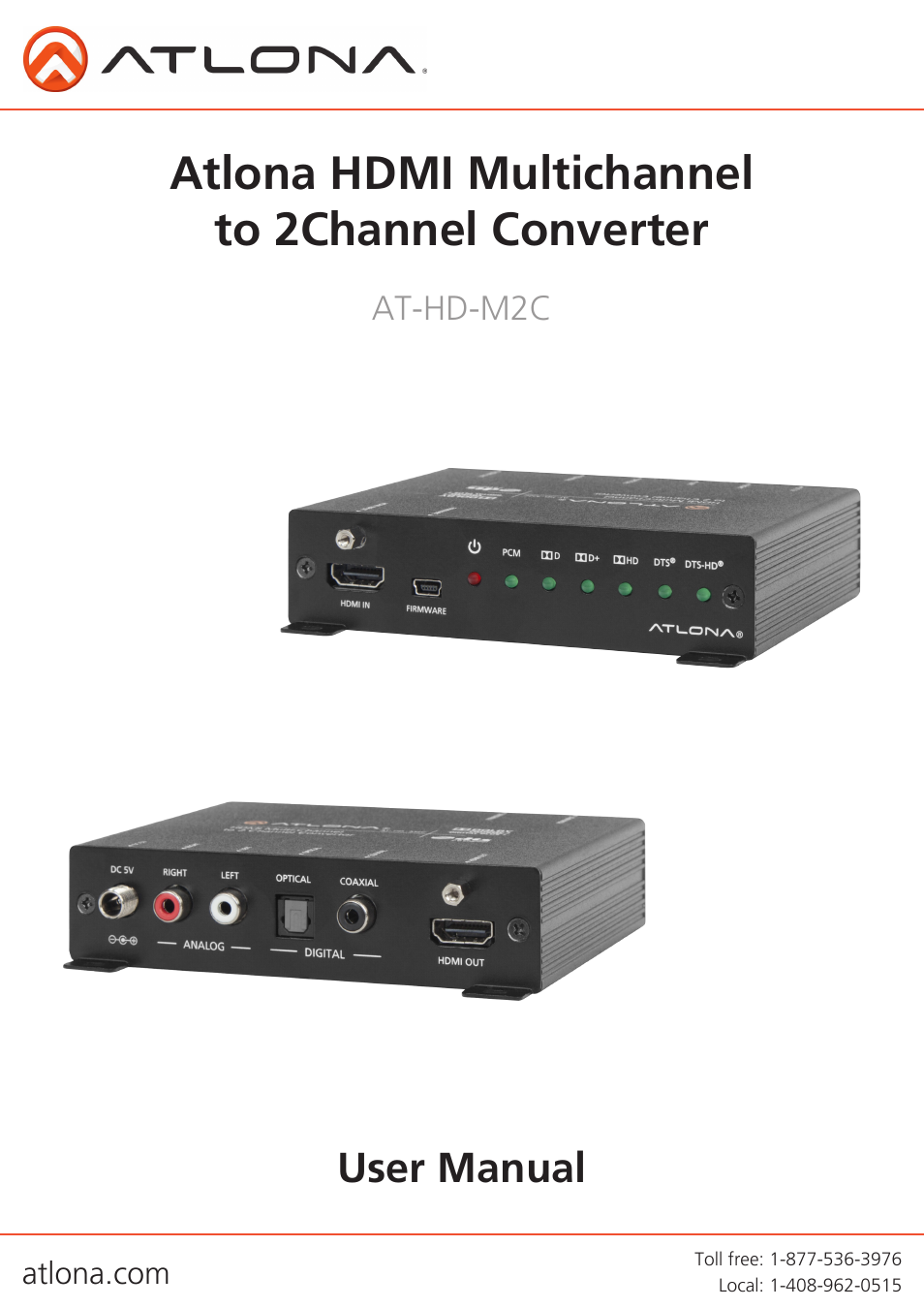 Atlona AT HD M2C User Manual | 9 pages