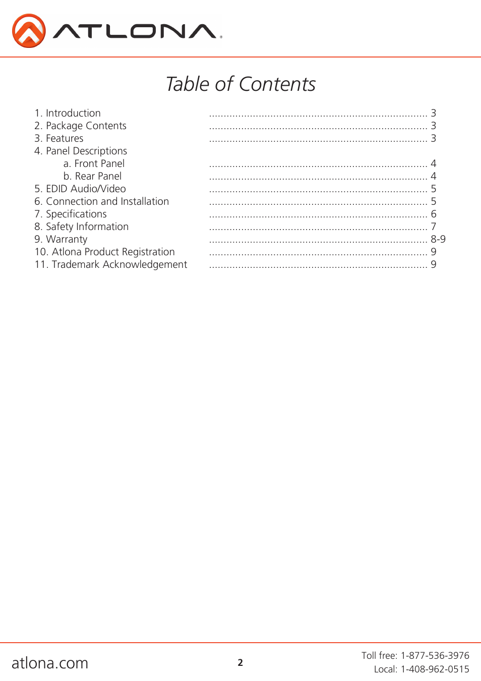 Atlona AT HD M2C User Manual | Page 2 / 9