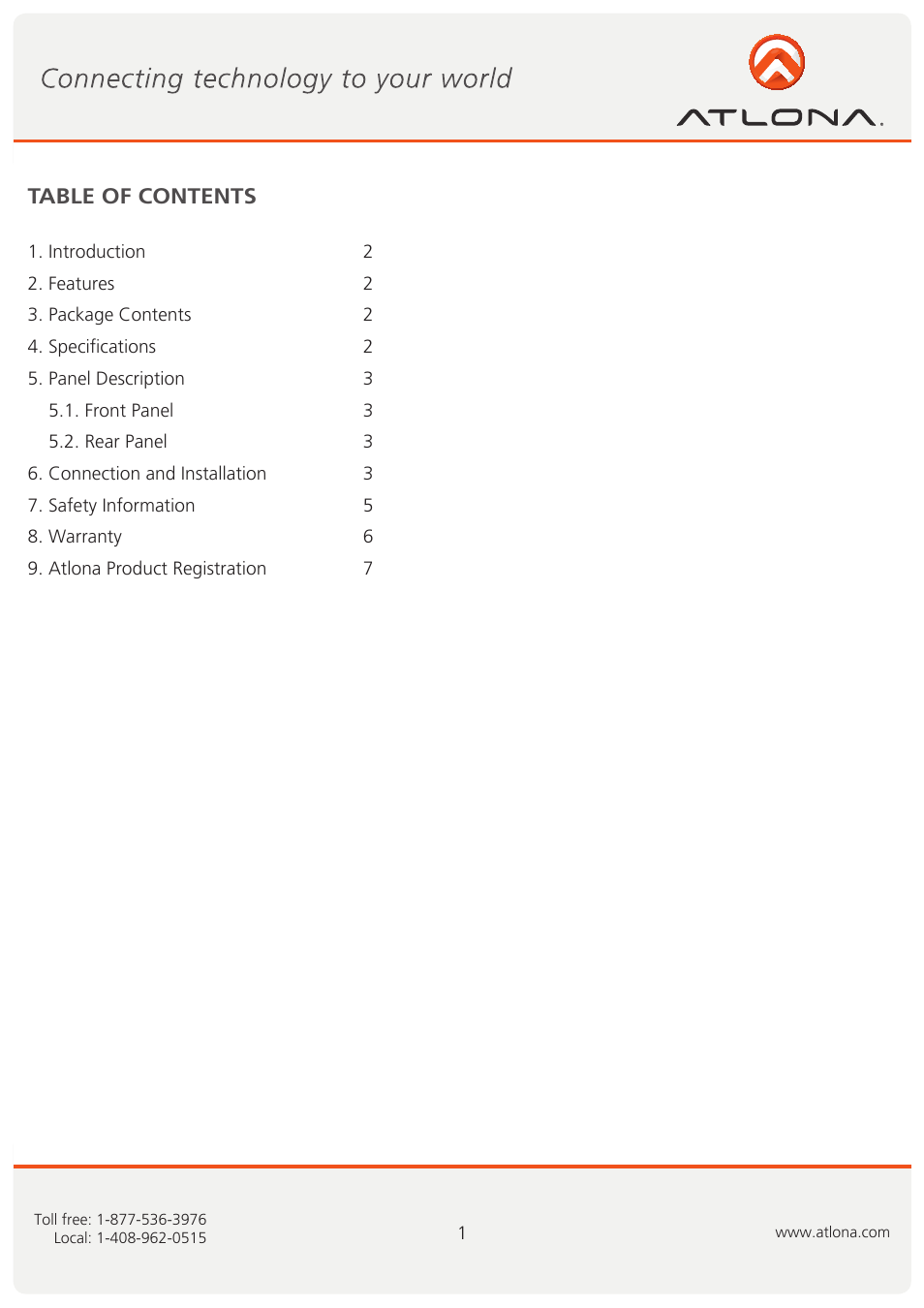 Atlona AT AD2 User Manual | Page 2 / 8