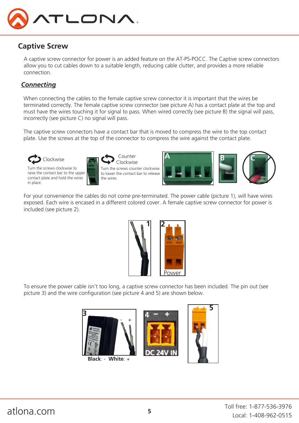 Captive screw, Ab c | Atlona AT PS POCC User Manual | Page 5 / 11