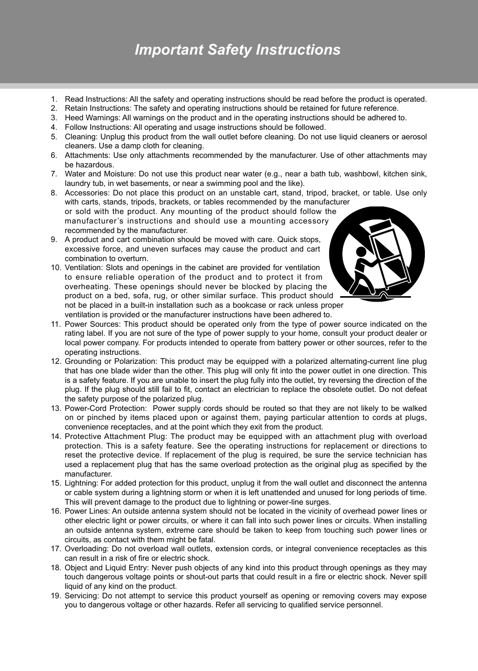Important safety instructions | COBY TFTV1524 User Manual | Page 4 / 22