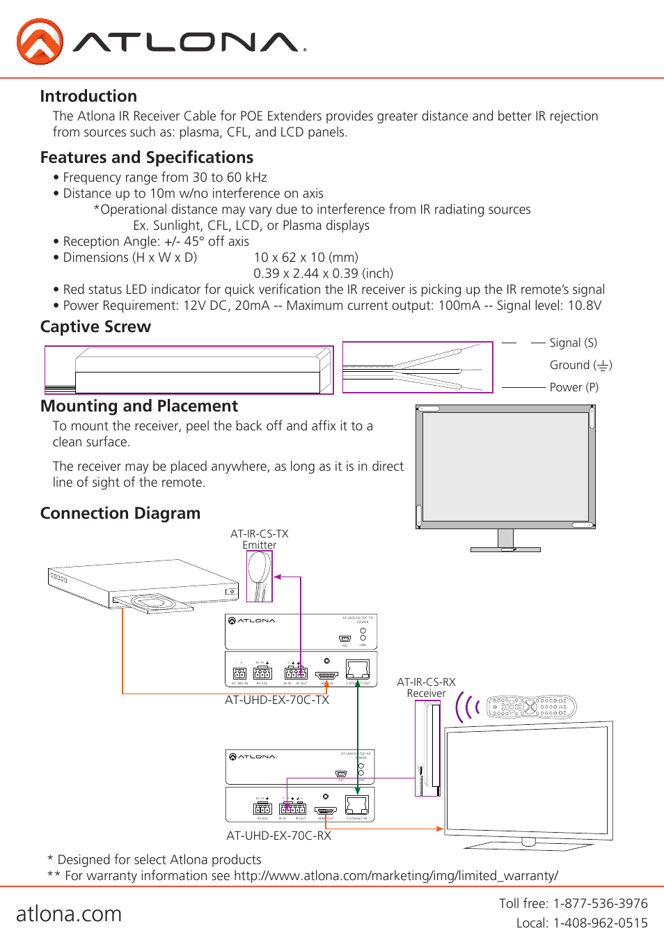 Introduction | Atlona AT IR CS RX User Manual | Page 2 / 2