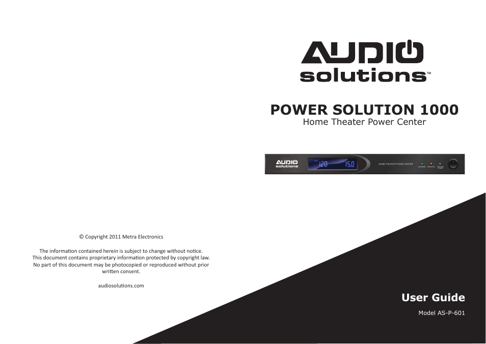 Audio Solutions AS-P-601 User Manual | 4 pages