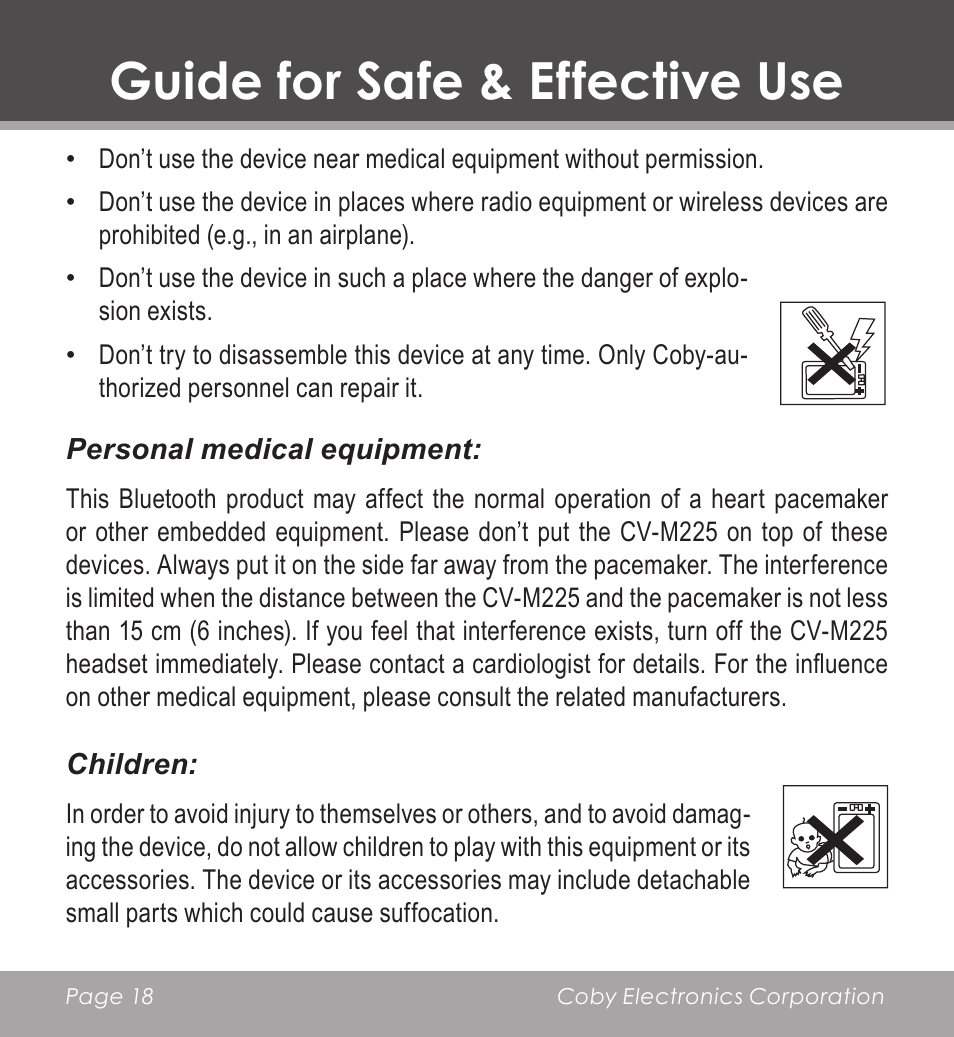 Guide for safe & effective use | COBY CV-M225 User Manual | Page 18 / 24