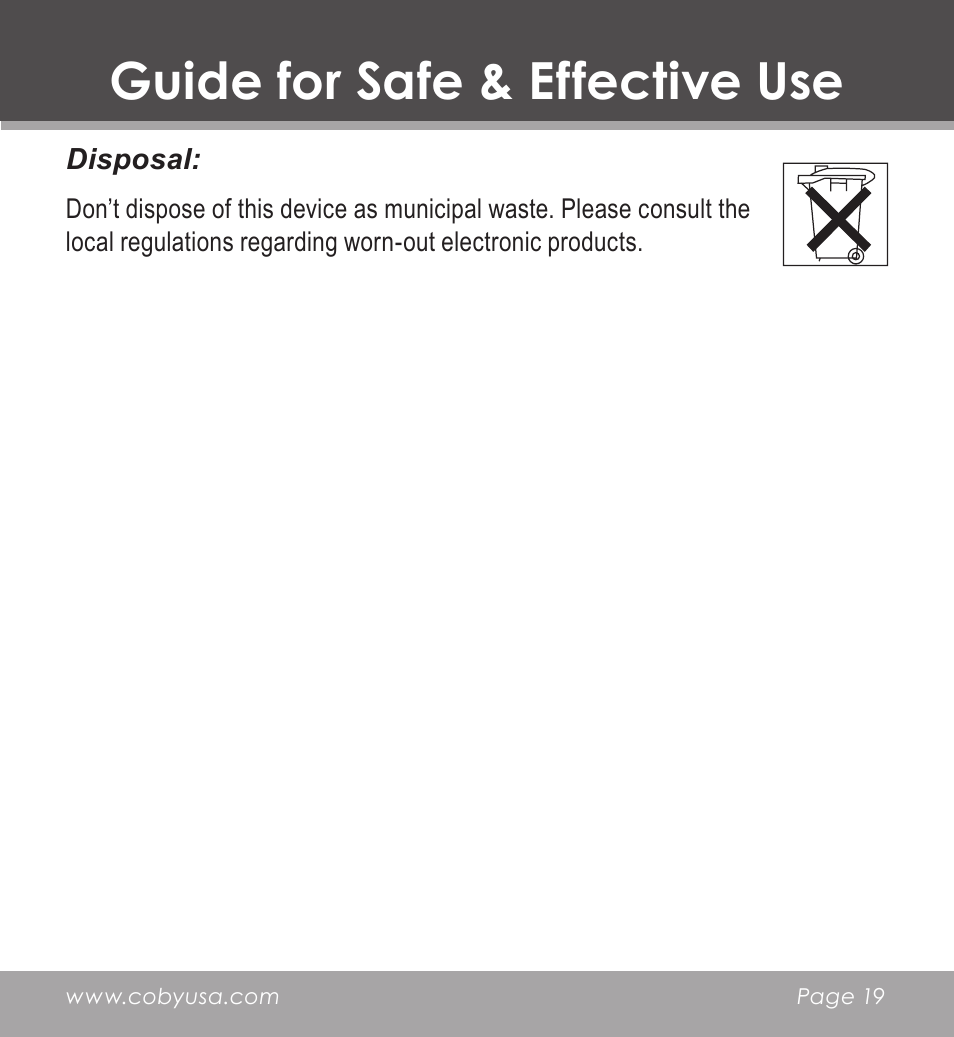 Guide for safe & effective use | COBY CV-M225 User Manual | Page 19 / 24