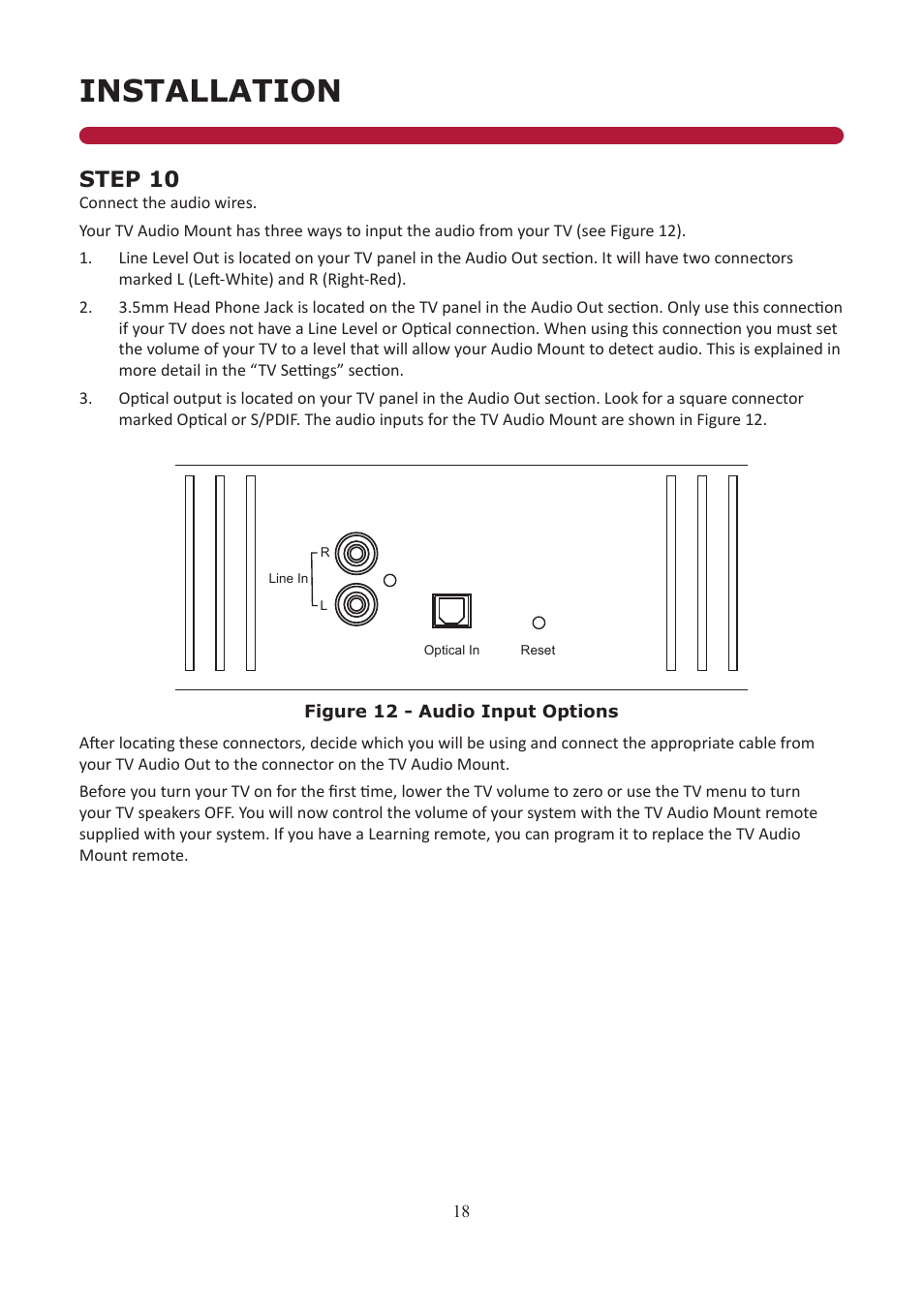 Installation, Step 10 | Audio Solutions TVAM2-1 User Manual | Page 17 / 31