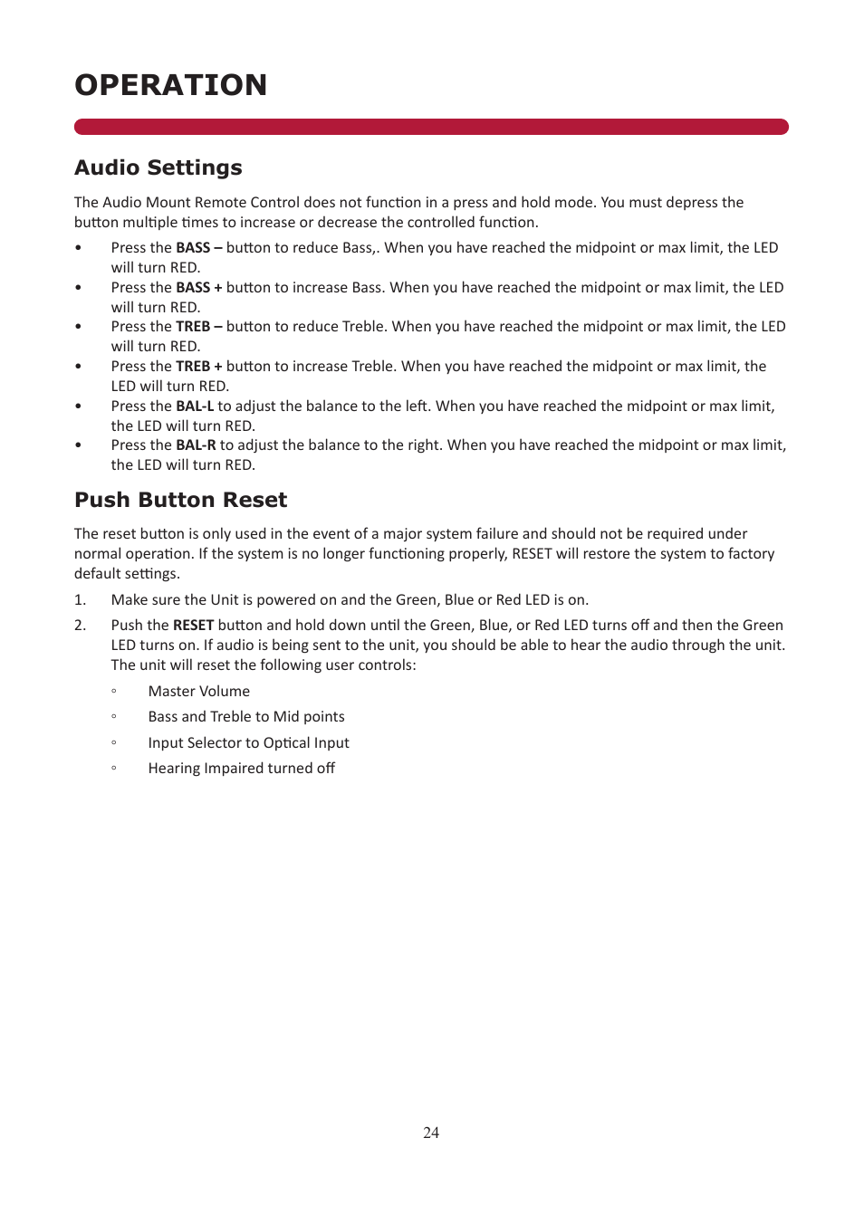 Operation | Audio Solutions TVAM2-1 User Manual | Page 23 / 31