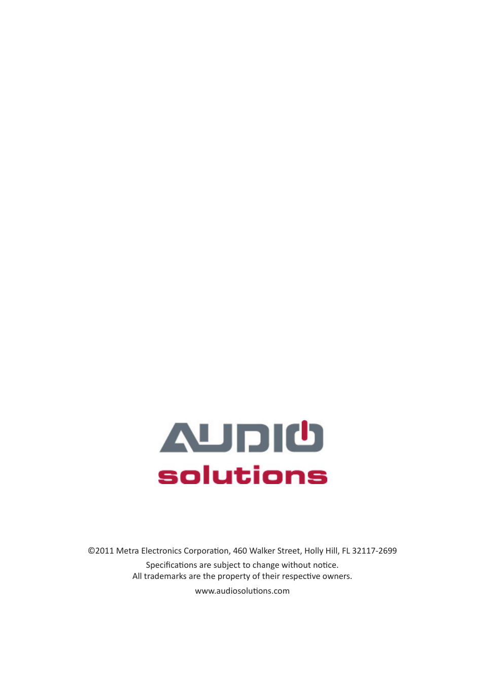 Audio Solutions TVAM2-1 User Manual | Page 31 / 31