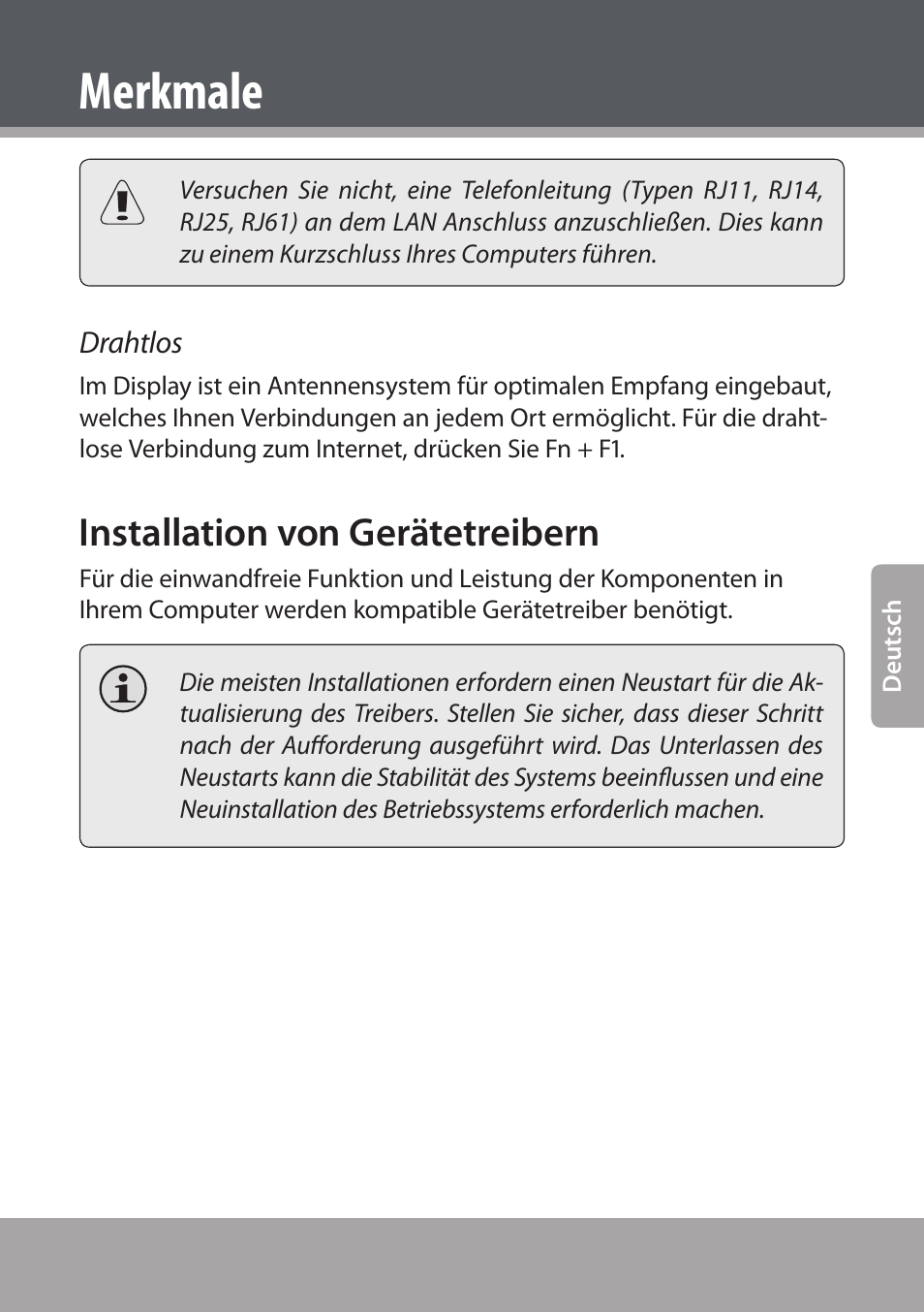 Installation von gerätetreibern, Merkmale | COBY NBPC893 User Manual | Page 101 / 140
