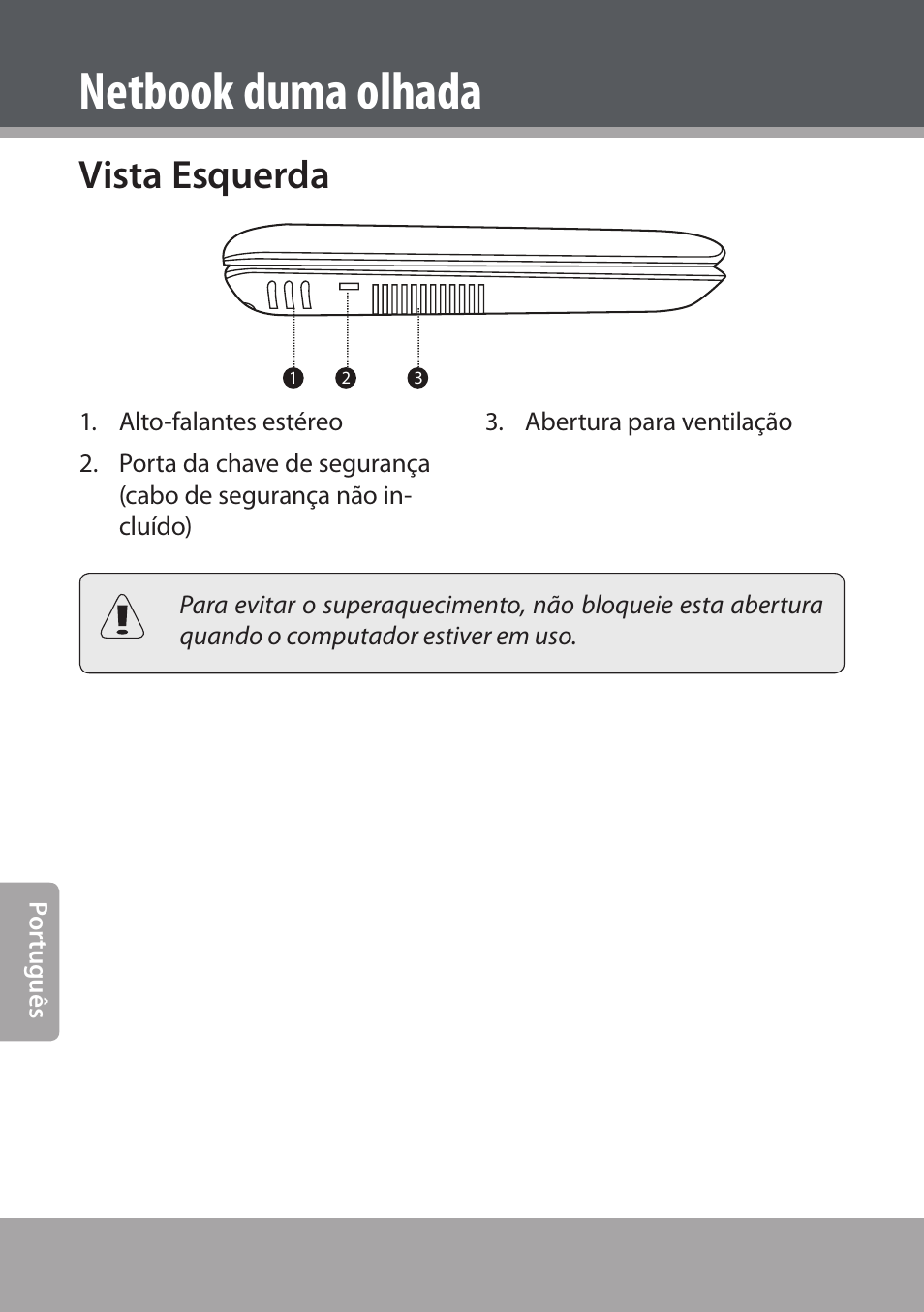 Vista esquerda, Netbook duma olhada | COBY NBPC893 User Manual | Page 120 / 140